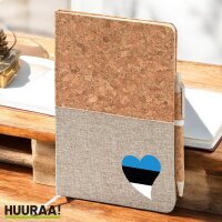 Notizbuch A5 Estland Flagge Herz 80 Blatt inkl....