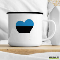 Emaille Tasse Estland Flagge Herz 300ml Vintage