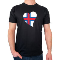 Herren T-Shirt Färöer Flagge Herz