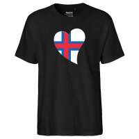 Herren T-Shirt Färöer Flagge Herz