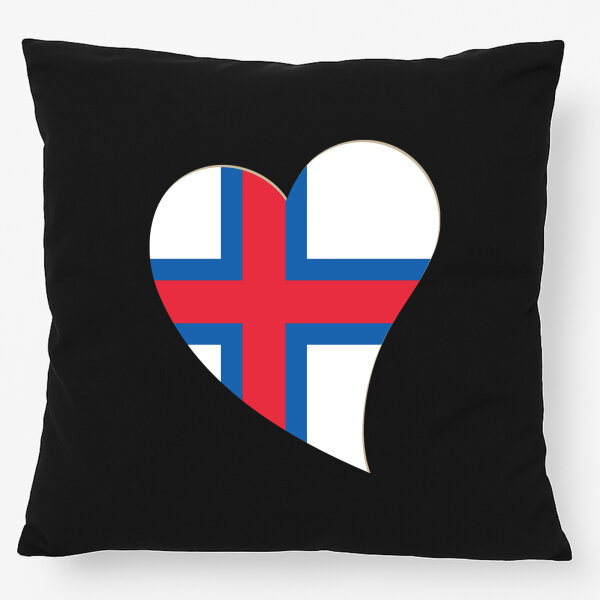 Kissen Färöer Flagge Herz 40x40cm