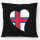 Kissen Färöer Flagge Herz 40x40cm