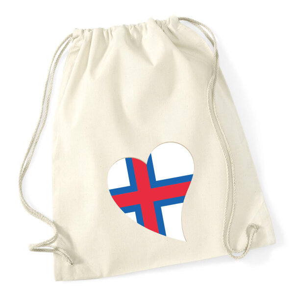 Turnbeutel Färöer Flagge Herz 12 Liter
