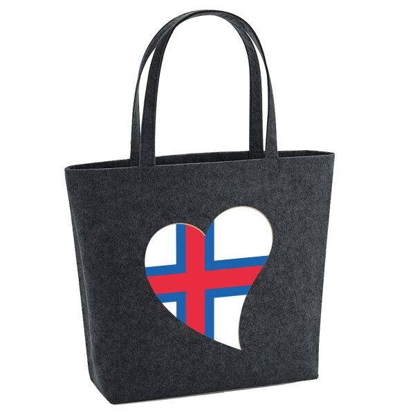 Filz Shopper Färöer Flagge Herz 22 Liter