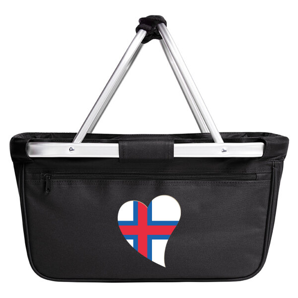 Einkaufskorb faltbar Färöer Flagge Herz 20 Liter Black