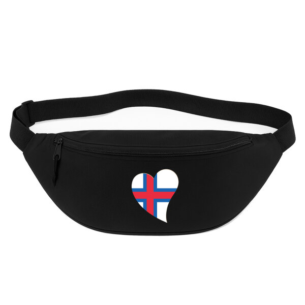 Bauchtasche Färöer Flagge Herz 2,5 Liter Black
