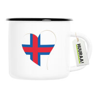 Emaille Tasse F&auml;r&ouml;er Flagge Herz 300ml...