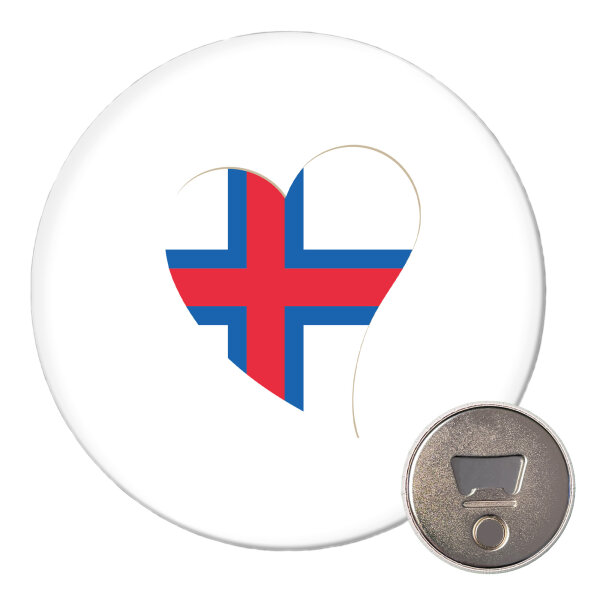 Magnet Färöer Flagge Herz 59mm Kühlschrankmagnet