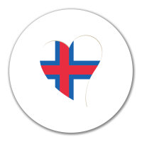 Aufkleber Färöer Flagge Herz 10cm rund