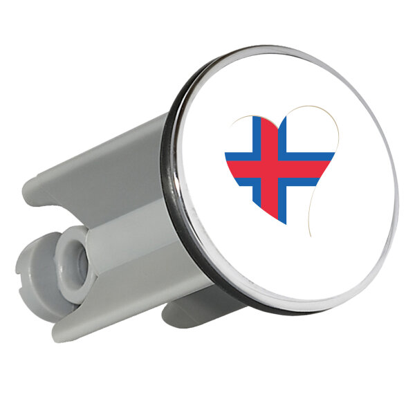 Waschbeckenstöpsel Färöer Flagge Herz 4cm