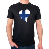 Herren T-Shirt Finnland Flagge Herz