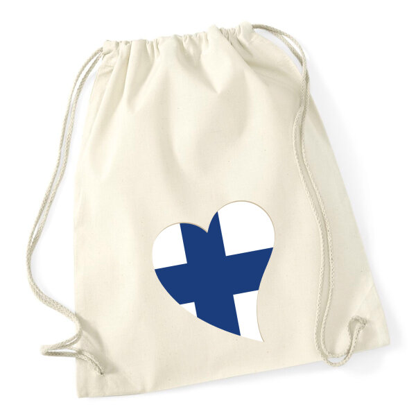 Turnbeutel Finnland Flagge Herz 12 Liter