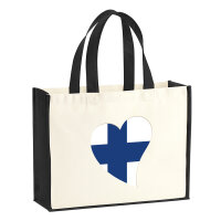 Jutetasche Finnland Flagge Herz 21 Liter Black