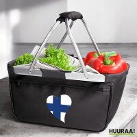 Einkaufskorb faltbar Finnland Flagge Herz 20 Liter Black