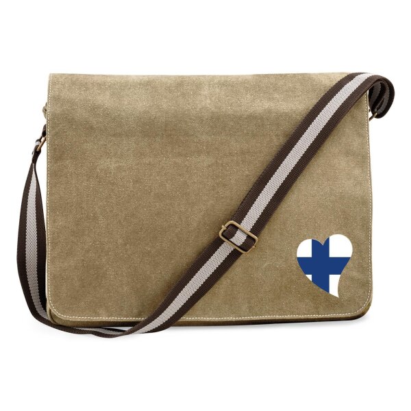 Umhängetasche Finnland Flagge Herz 14 Liter