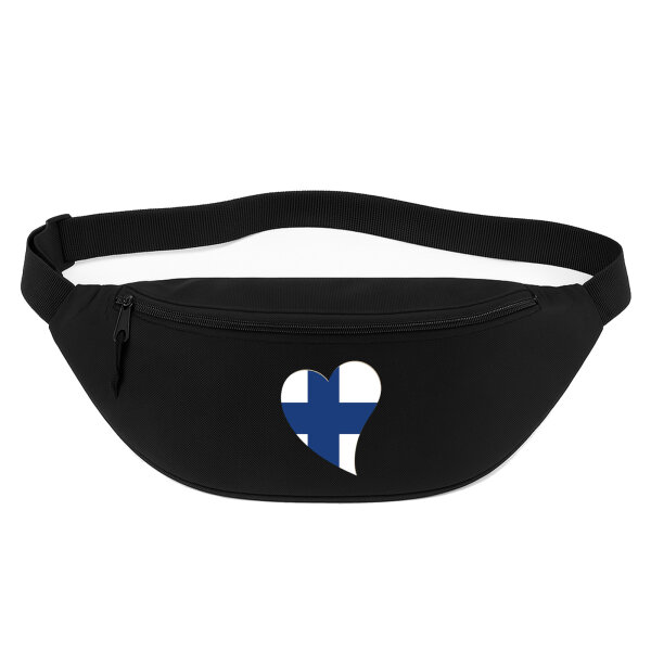 Bauchtasche Finnland Flagge Herz 2,5 Liter Black