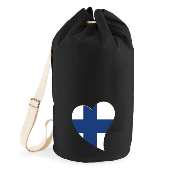 Seesack Finnland Flagge Herz 20 Liter Black
