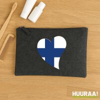 Kulturbeutel Finnland Flagge Herz 1 Liter Charcoal