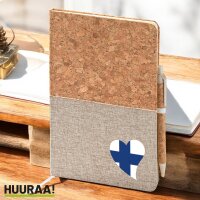 Notizbuch A5 Finnland Flagge Herz 80 Blatt inkl....