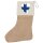 Weihnachtsstrumpf Finnland Flagge Herz Beige Jute