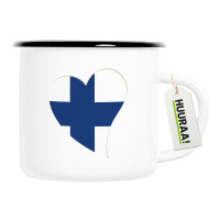 Emaille Tasse Finnland Flagge Herz 300ml Vintage