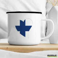 Emaille Tasse Finnland Flagge Herz 300ml Vintage