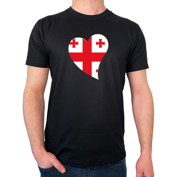 Herren T-Shirt Georgien Flagge Herz