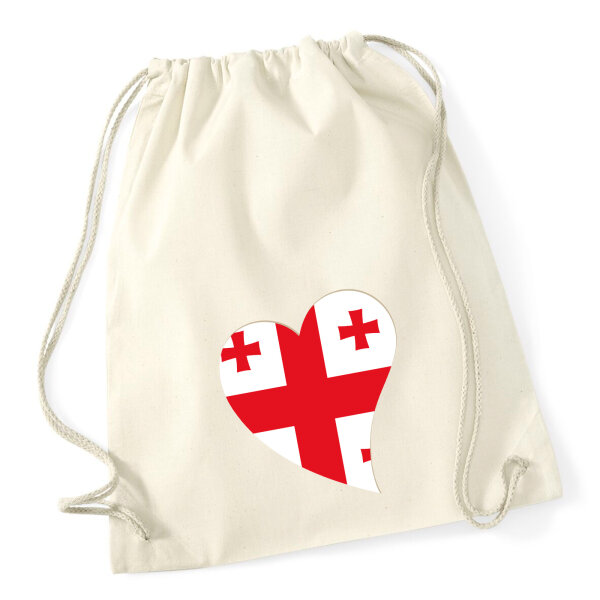 Turnbeutel Georgien Flagge Herz 12 Liter