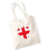 Jutebeutel Georgien Flagge Herz 10 Liter