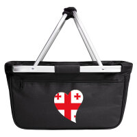 Einkaufskorb faltbar Georgien Flagge Herz 20 Liter Black
