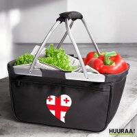 Einkaufskorb faltbar Georgien Flagge Herz 20 Liter Black