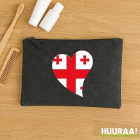 Kulturbeutel Georgien Flagge Herz 1 Liter Charcoal