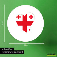 Aufkleber Georgien Flagge Herz 10cm rund