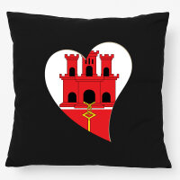 Kissen Gibraltar Flagge Herz 40x40cm