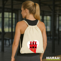 Turnbeutel Gibraltar Flagge Herz 12 Liter