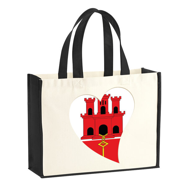 Jutetasche Gibraltar Flagge Herz 21 Liter Black