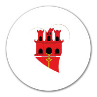 Aufkleber Gibraltar Flagge Herz 10cm rund