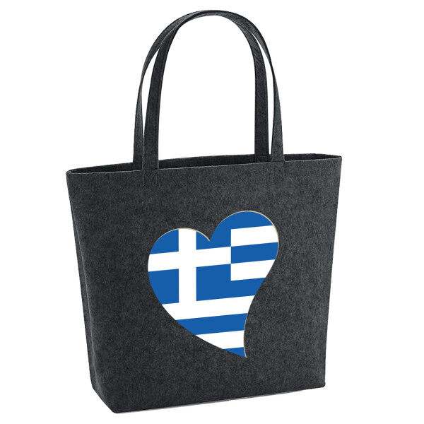 Filz Shopper Griechenland Flagge Herz 22 Liter