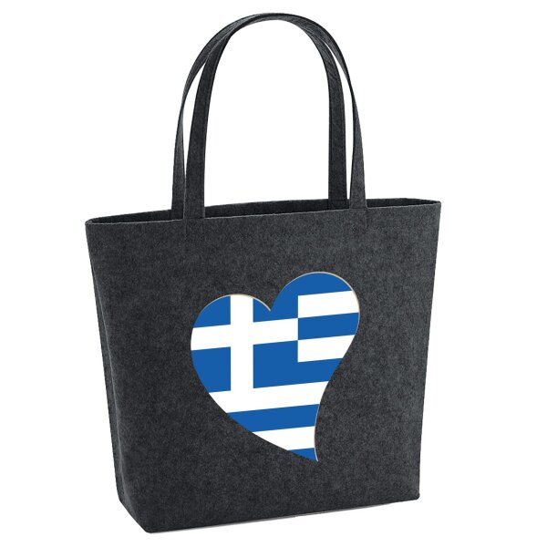Filzshopper Griechenland Flagge Herz, 22 Liter