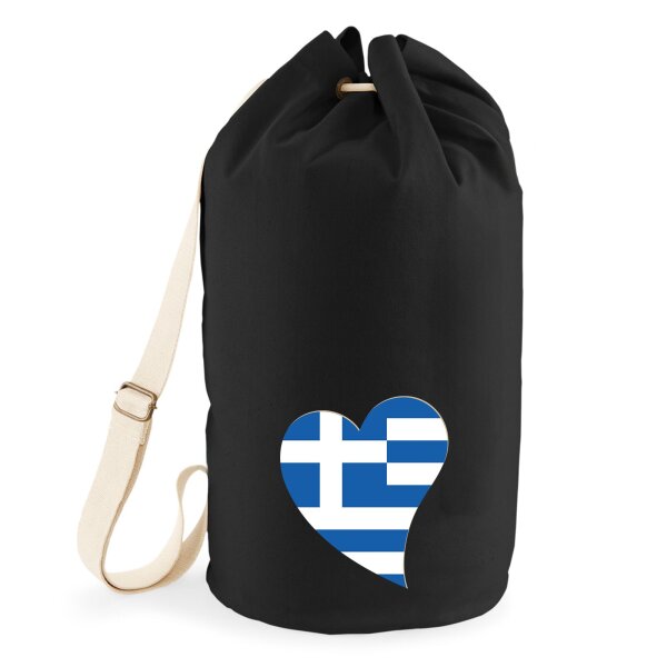 Seesack Griechenland Flagge Herz 20 Liter Black