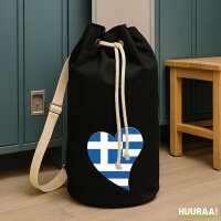 Seesack Griechenland Flagge Herz 20 Liter Black