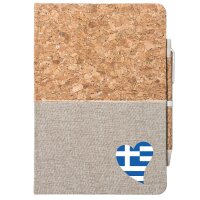 Notizbuch A5 Griechenland Flagge Herz 80 Blatt inkl....