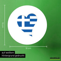 Aufkleber Griechenland Flagge Herz 10cm rund