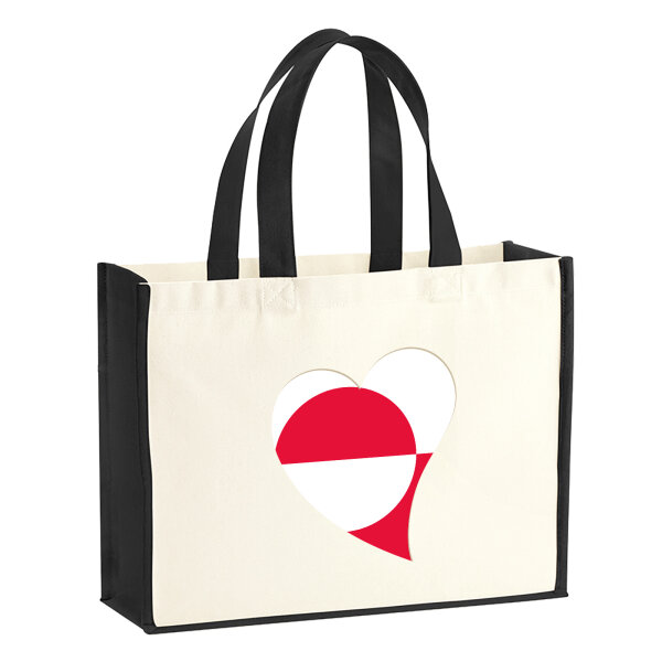 Jutetasche Grönland Flagge Herz 21 Liter Black