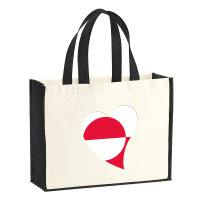 Jutetasche Gr&ouml;nland Flagge Herz 21 Liter Black