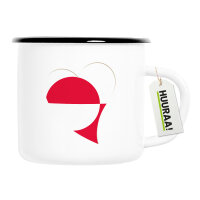 Emaille Tasse Gr&ouml;nland Flagge Herz 300ml Vintage
