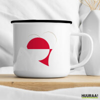 Emaille Tasse Grönland Flagge Herz 300ml Vintage
