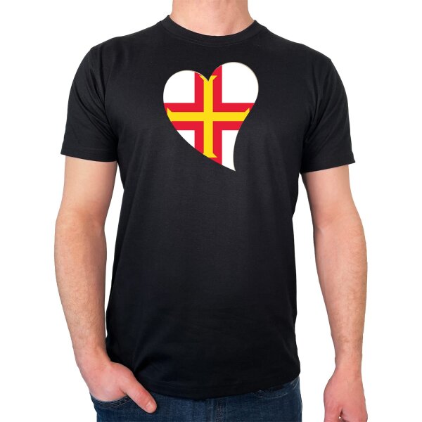 Herren T-Shirt Guernsey Flagge Herz