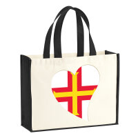 Jutetasche Guernsey Flagge Herz 21 Liter Black