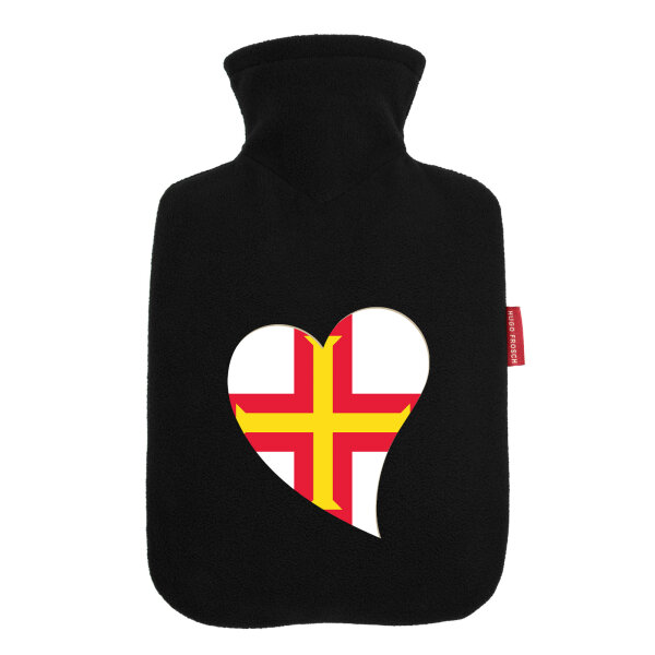 Wärmflasche Guernsey Flagge Herz